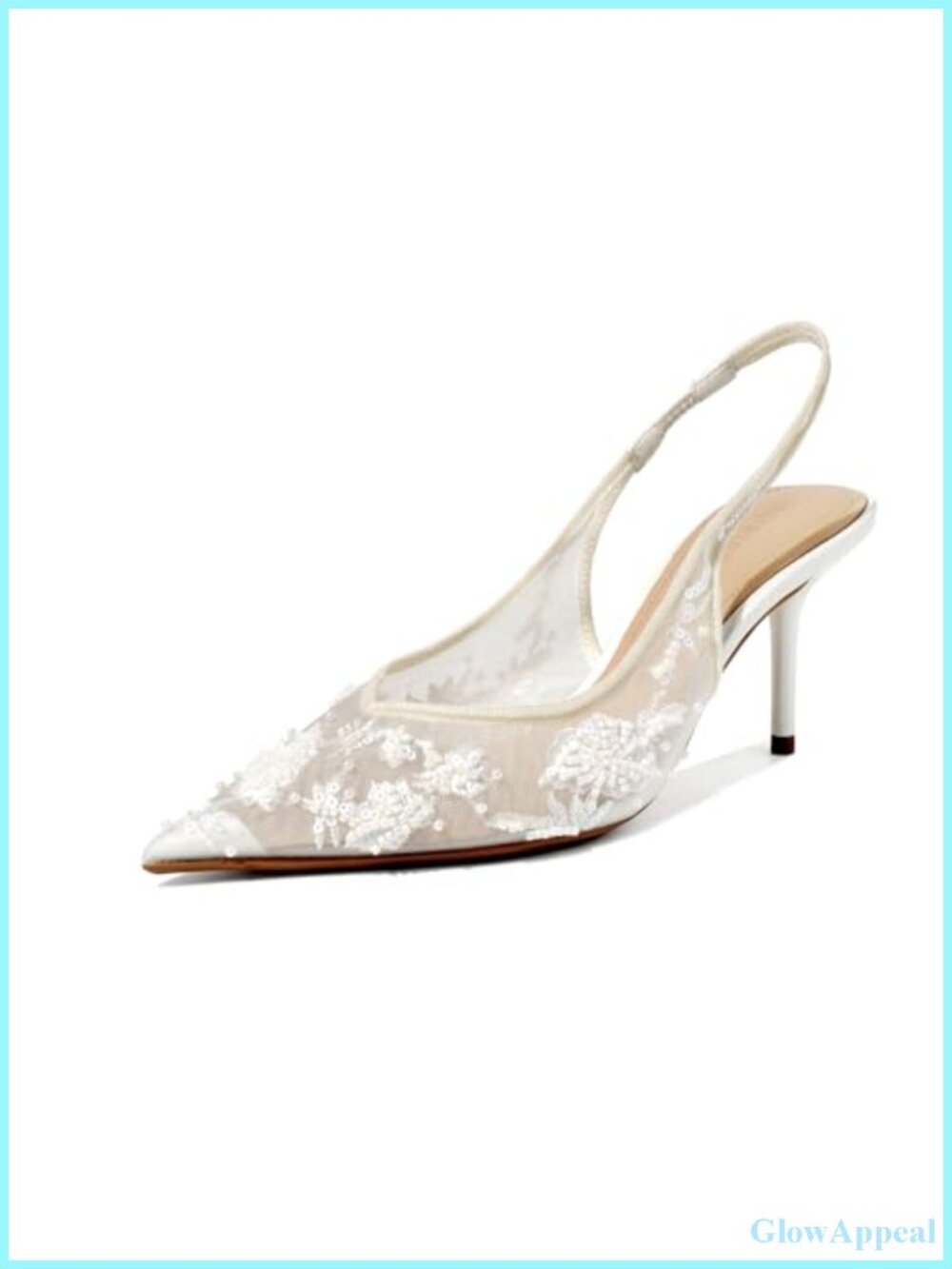 Lace Mesh Slingback Kitten Heel Pumps